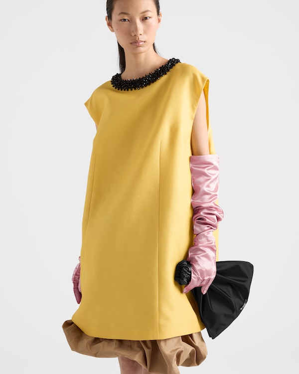 Embroidered slubbed gazar dress - Topaz Embroidered slubbed gazar dress - Topaz