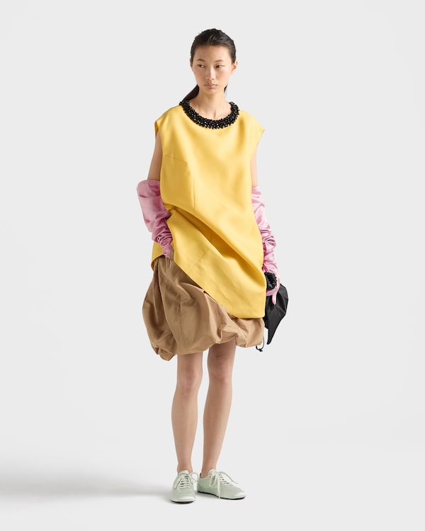 Embroidered slubbed gazar dress - Topaz Embroidered slubbed gazar dress - Topaz