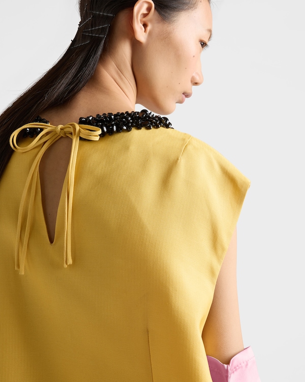 Embroidered slubbed gazar dress - Topaz Embroidered slubbed gazar dress - Topaz