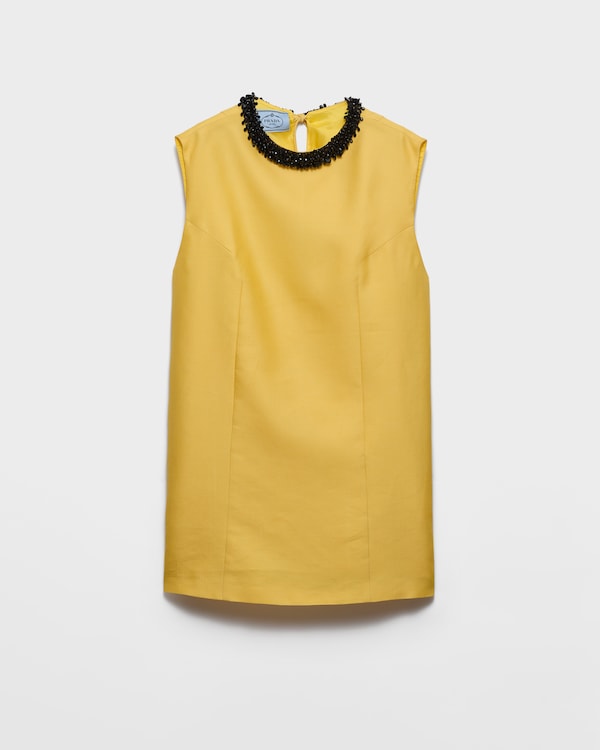 Embroidered slubbed gazar dress - Topaz Embroidered slubbed gazar dress - Topaz