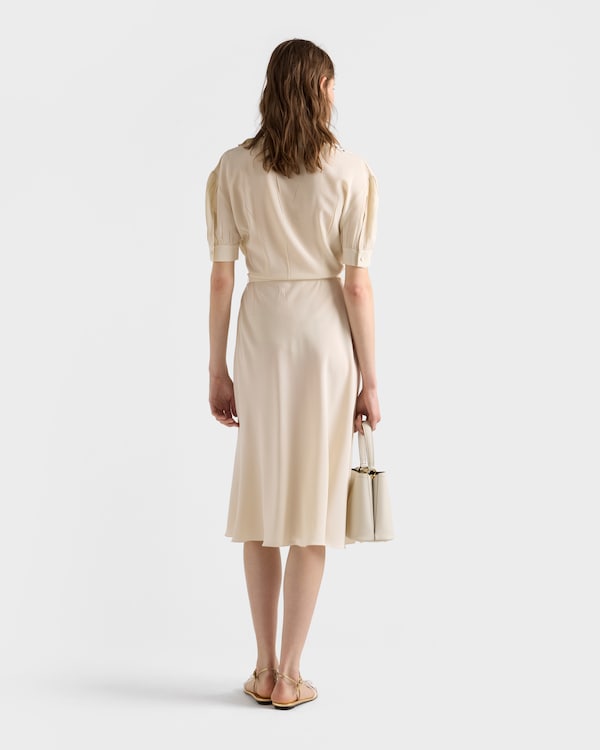 Vestido de marocain bordado - Natural Vestido de marocain bordado - Natural