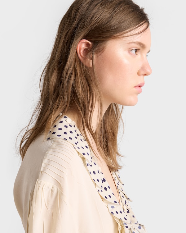 Vestido de marocain bordado - Natural Vestido de marocain bordado - Natural