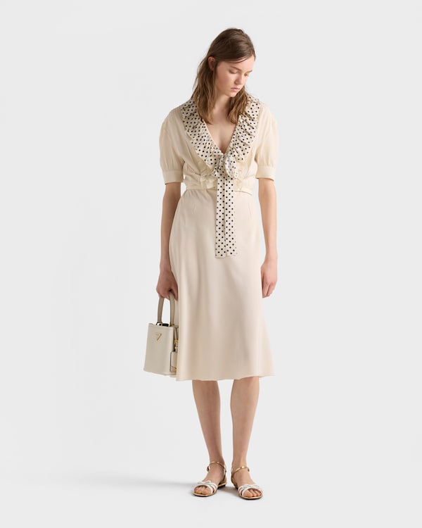 Vestido de marocain bordado - Natural Vestido de marocain bordado - Natural