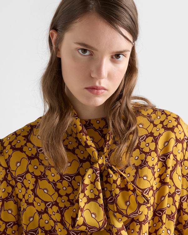 Floral print sablé midi-dress - Mustard Floral print sablé midi-dress - Mustard