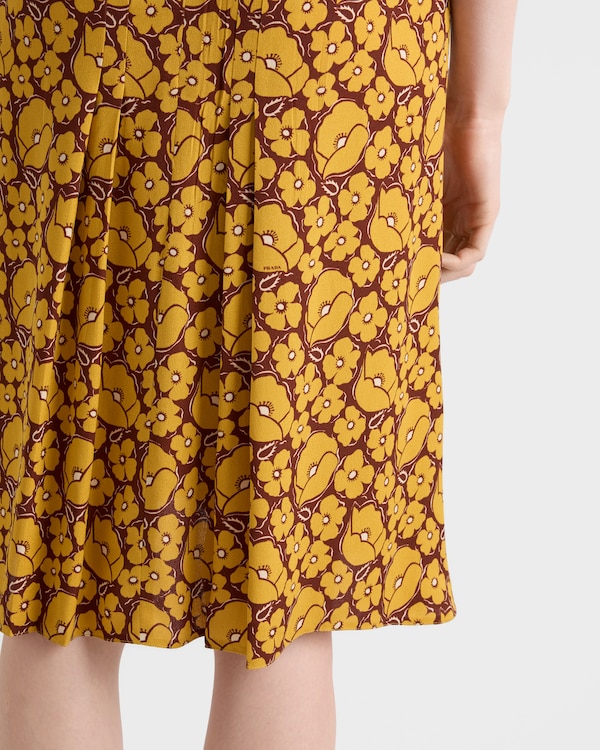 Floral print sablé midi-dress - Mustard Floral print sablé midi-dress - Mustard