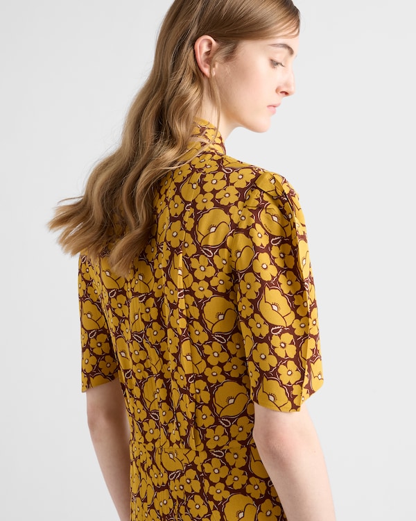 Embroidered printed sable dress - Mustard Embroidered printed sable dress - Mustard