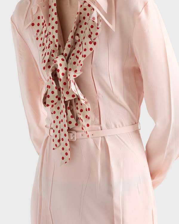 Embroidered marocain dress - Peach Embroidered marocain dress - Peach