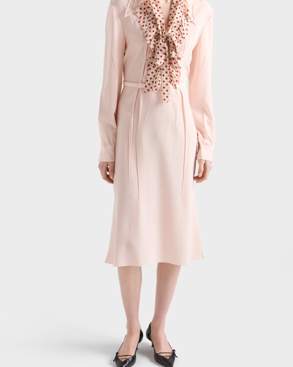 Embroidered marocain dress - Peach Embroidered marocain dress - Peach