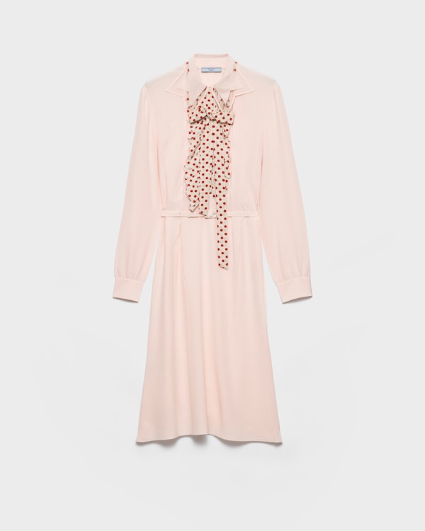 Embroidered marocain dress - Peach Embroidered marocain dress - Peach