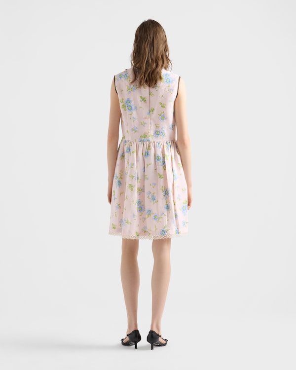 Pleated floral print linen dress - Alabaster Pink Pleated floral print linen dress - Alabaster Pink