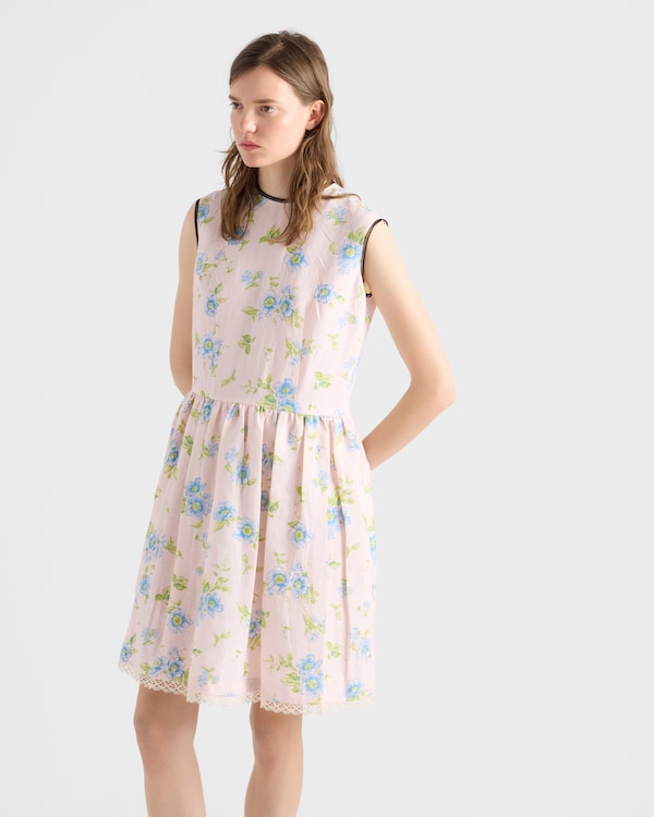 Pleated floral print linen dress - Alabaster Pink Pleated floral print linen dress - Alabaster Pink