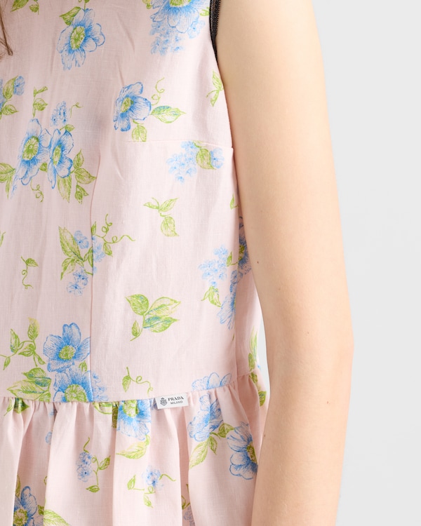 Pleated floral print linen dress - Alabaster Pink Pleated floral print linen dress - Alabaster Pink