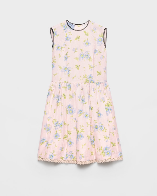 Pleated floral print linen dress - Alabaster Pink Pleated floral print linen dress - Alabaster Pink