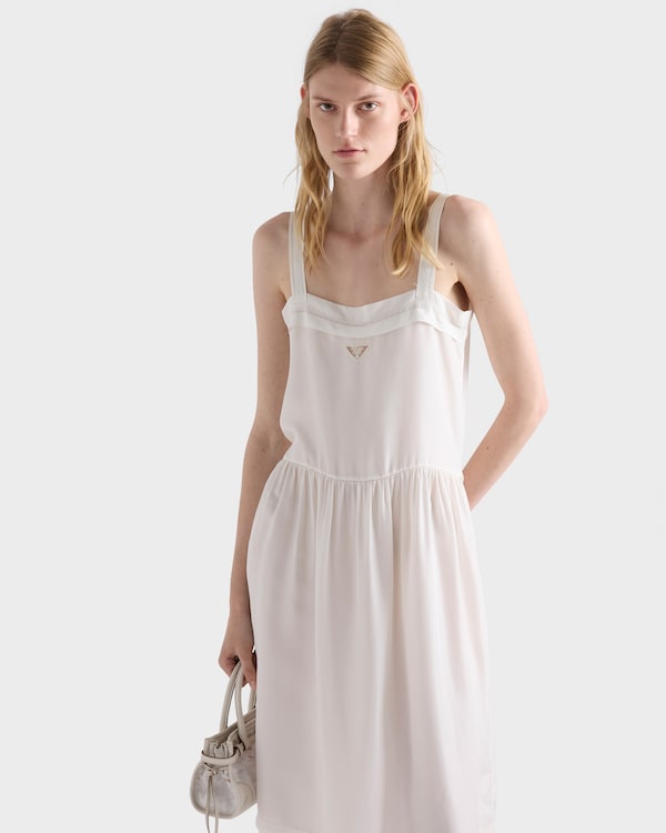Embroidered old washed silk dress - Ivory Embroidered old washed silk dress - Ivory
