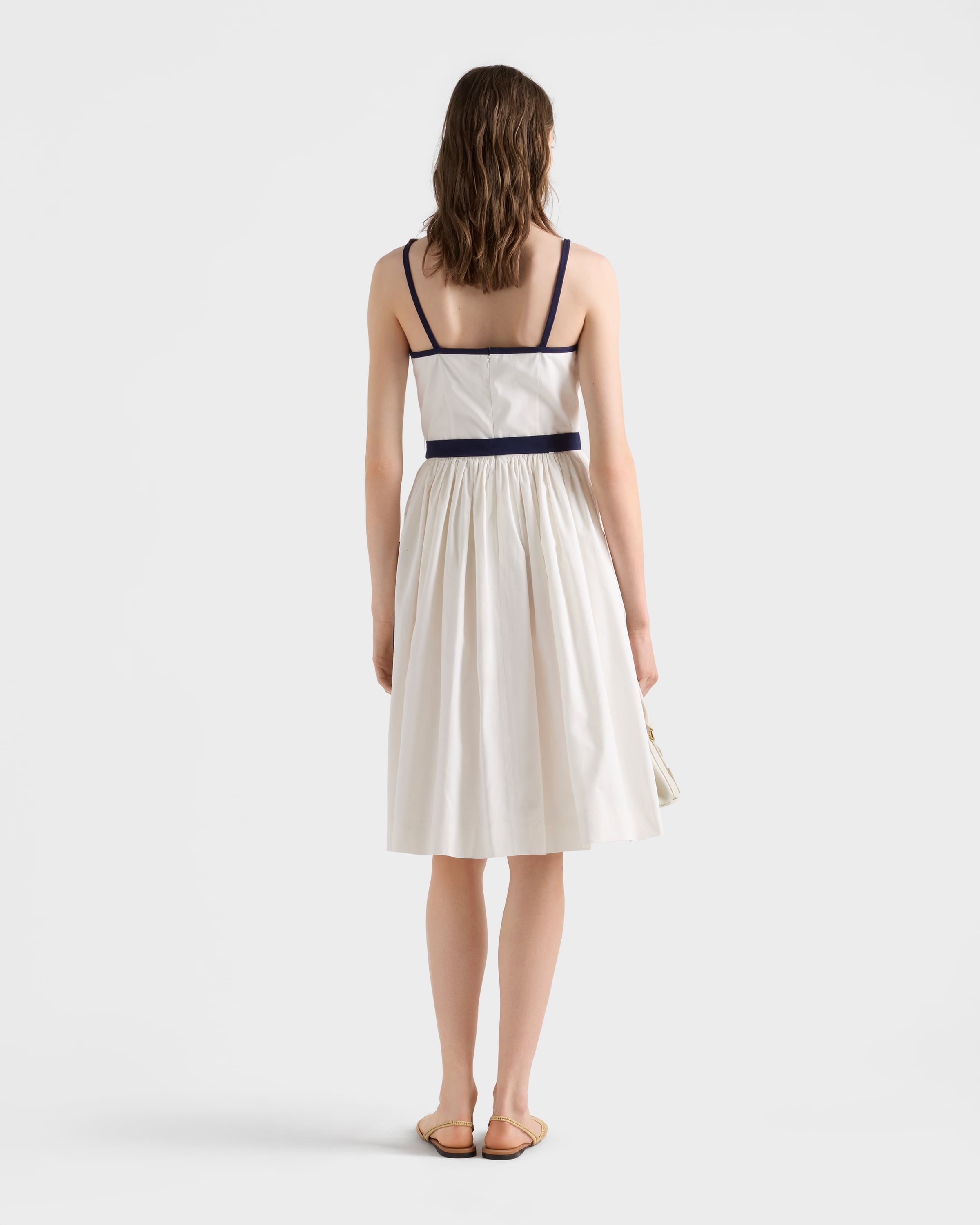 White Slubbed Toile Dress | PRADA - United States