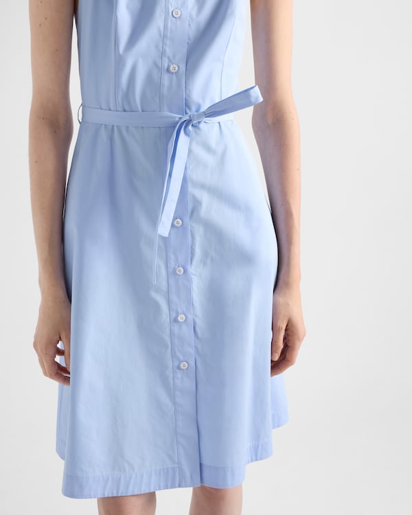 Embroidered poplin shirt dress - Sky Blue Embroidered poplin shirt dress - Sky Blue