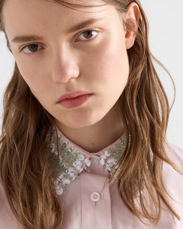 Embroidered poplin shirt dress - Alabaster Pink Embroidered poplin shirt dress - Alabaster Pink