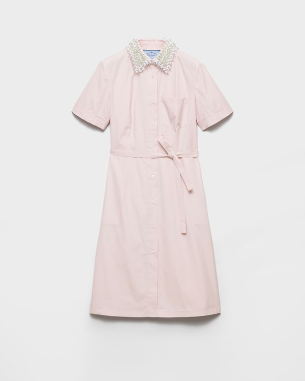 Embroidered poplin shirt dress - Alabaster Pink Embroidered poplin shirt dress - Alabaster Pink