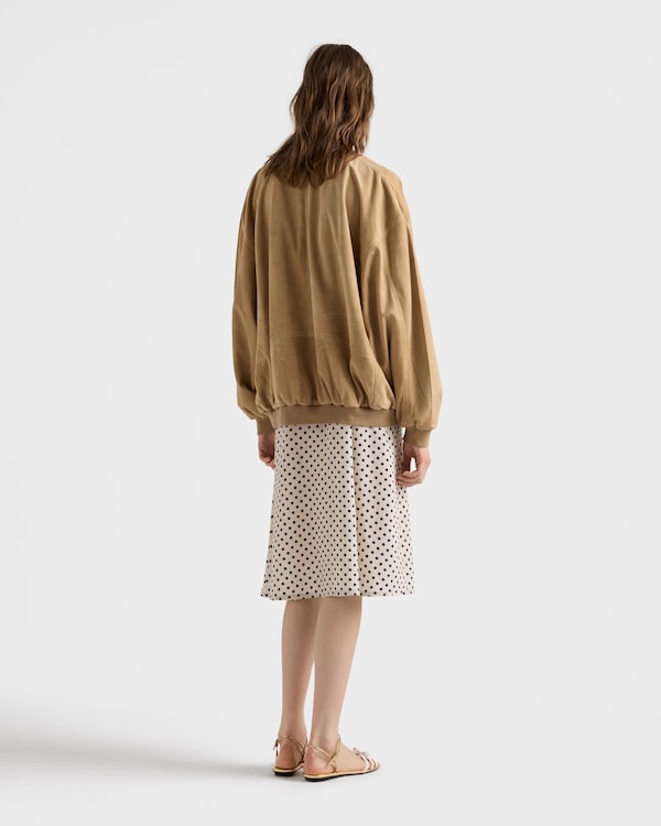 Vestido camisero de marocain con estampado de lunares - Beige Arena/Azul Vestido camisero de marocain con estampado de lunares - Beige Arena/Azul