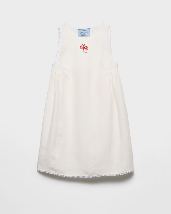 Embroidered slubbed canvas mini-dress - White Embroidered slubbed canvas mini-dress - White