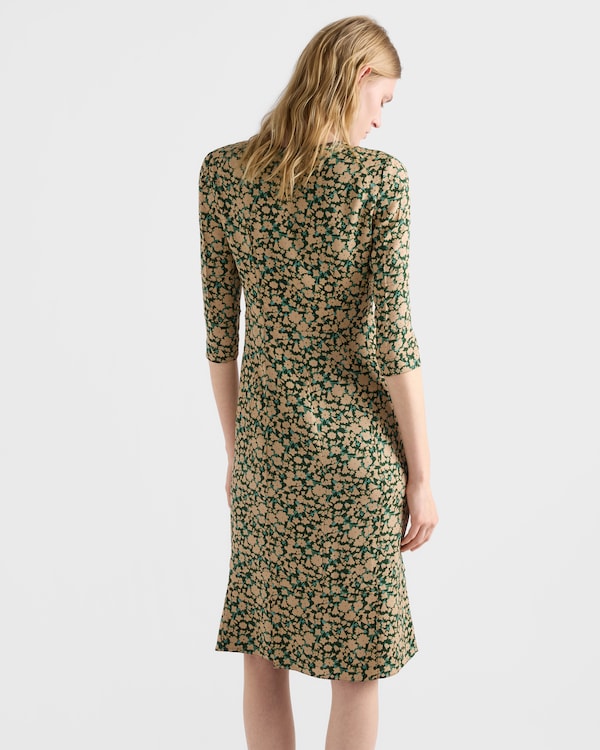 Embroidered printed sable dress - Bottle Green Embroidered printed sable dress - Bottle Green