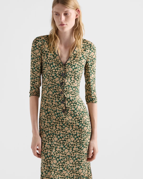 Embroidered printed sable dress - Bottle Green Embroidered printed sable dress - Bottle Green