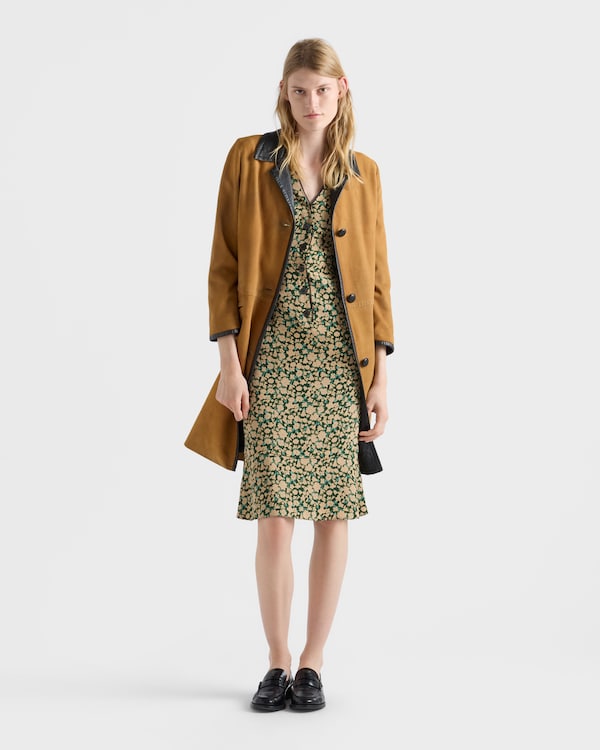 Embroidered printed sable dress - Bottle Green Embroidered printed sable dress - Bottle Green
