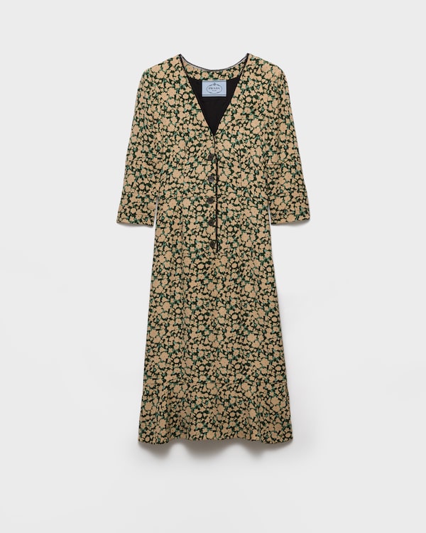 Embroidered printed sable dress - Bottle Green Embroidered printed sable dress - Bottle Green