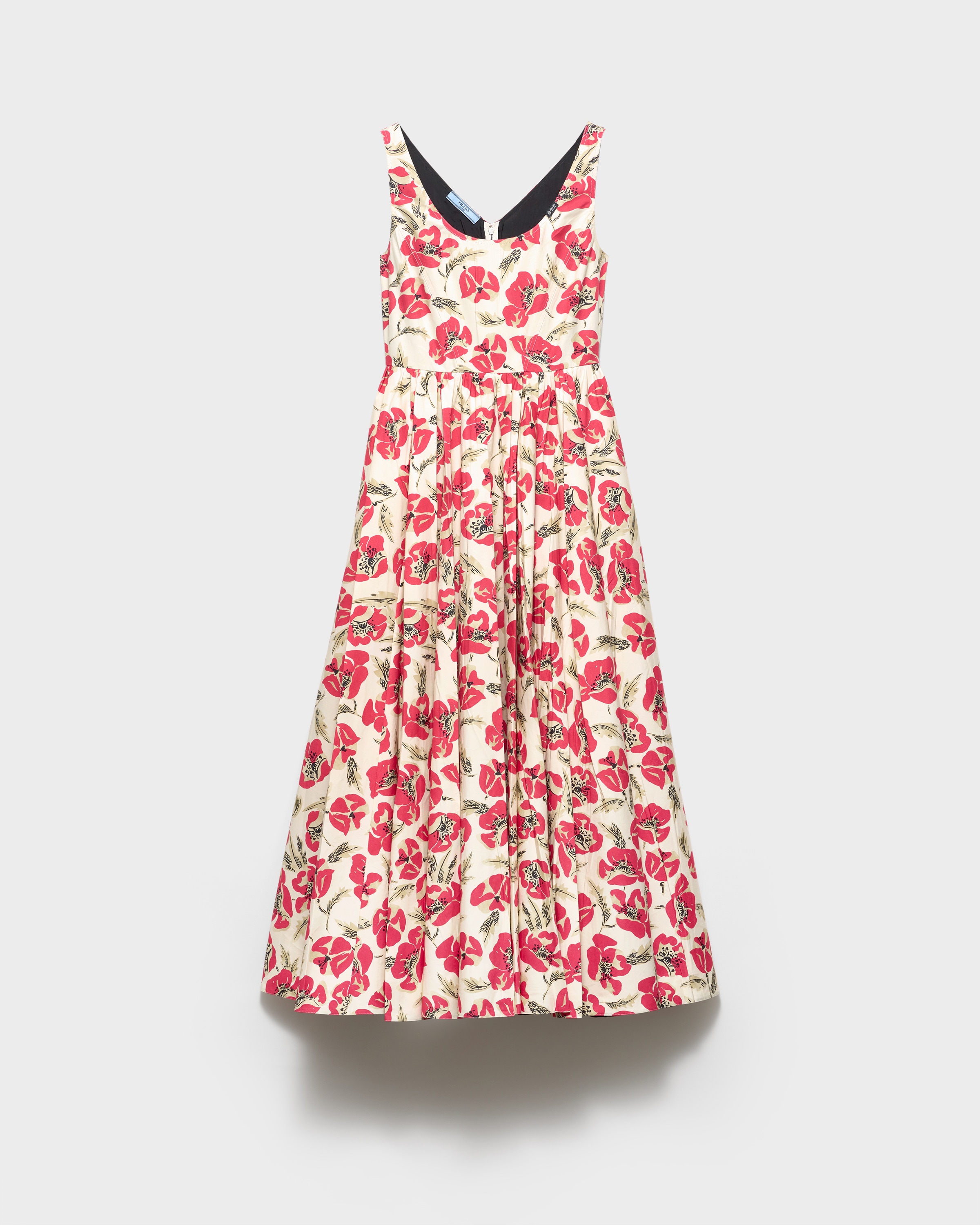 prada red flower dress Red Soft poplin dress