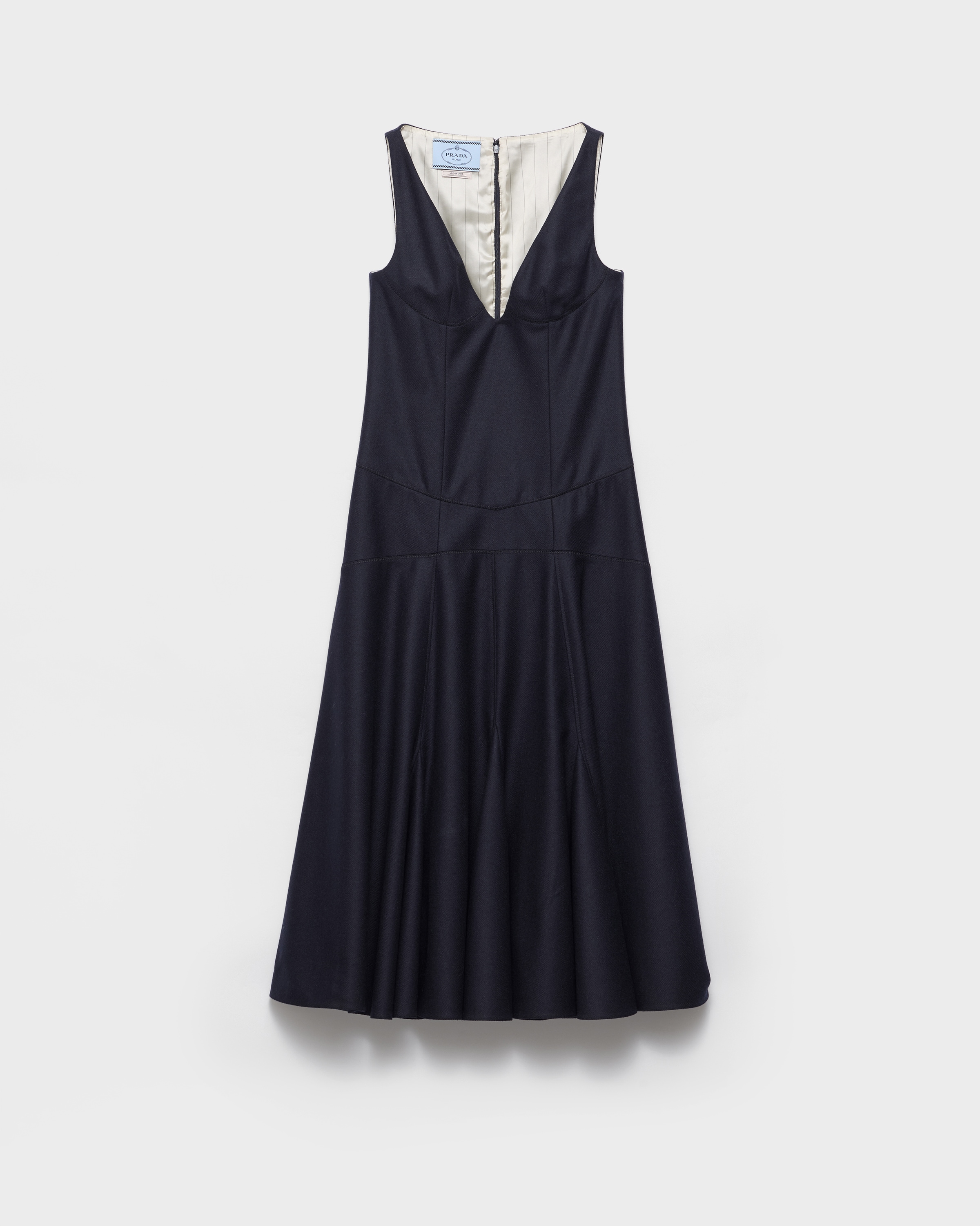 Navy Re-wool Dress | PRADA - Singapore