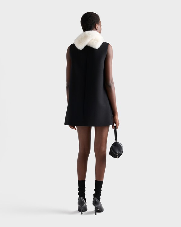 Embroidered natté fabric mini-dress - Black Embroidered natté fabric mini-dress - Black