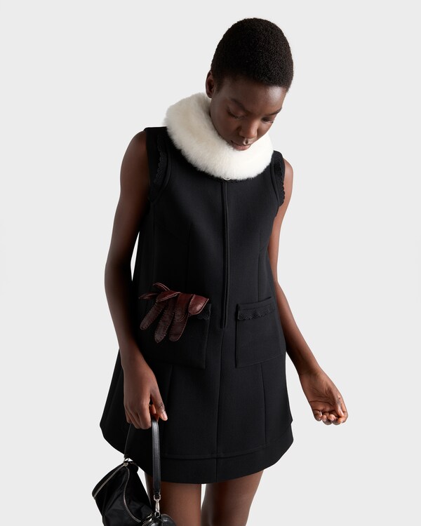 Embroidered natté fabric mini-dress - Black Embroidered natté fabric mini-dress - Black