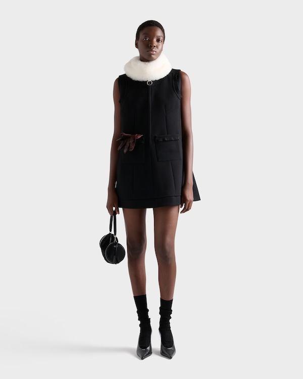 Embroidered natté fabric mini-dress - Black Embroidered natté fabric mini-dress - Black