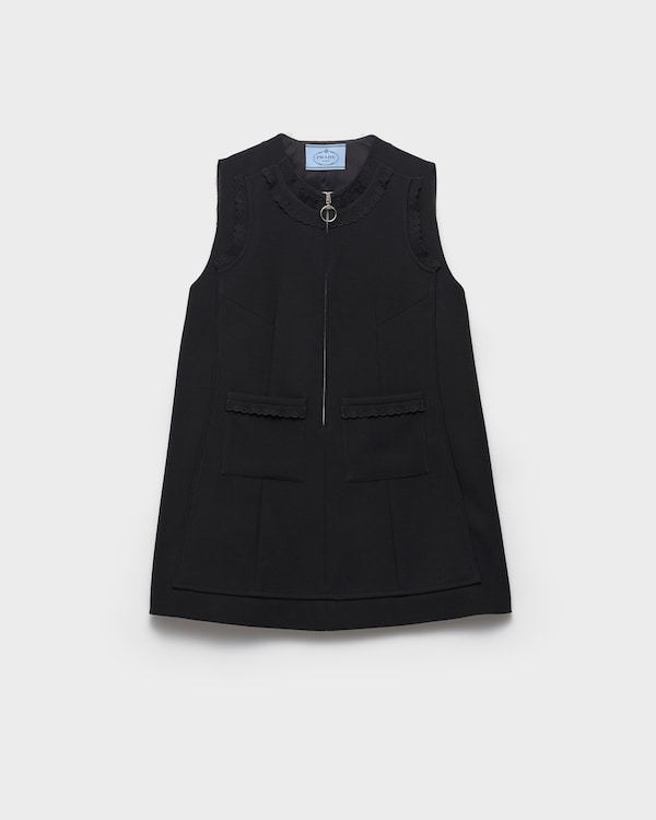 Embroidered natté fabric mini-dress - Black Embroidered natté fabric mini-dress - Black