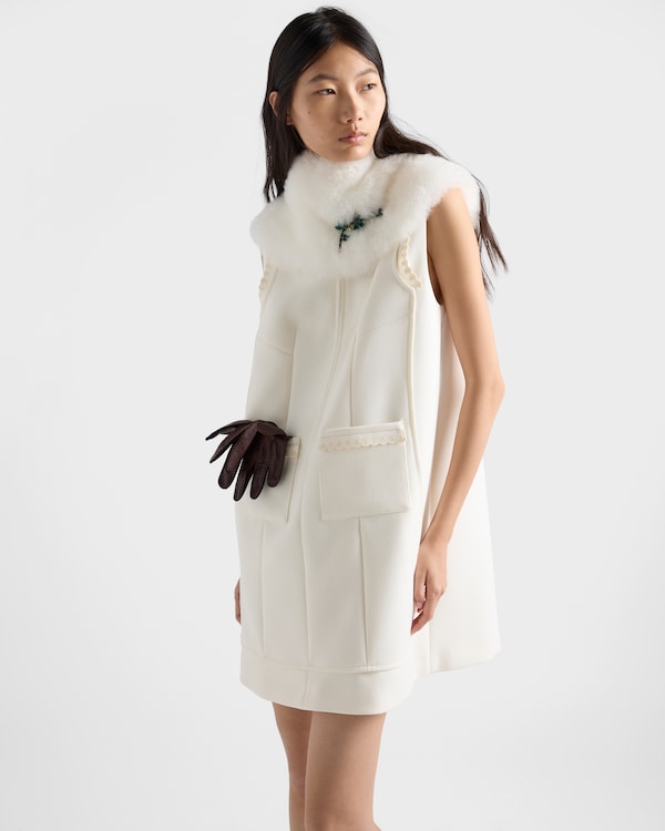 Embroidered natté fabric mini-dress - White Embroidered natté fabric mini-dress - White