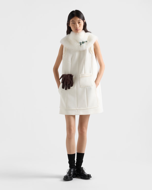 Embroidered natté fabric mini-dress - White Embroidered natté fabric mini-dress - White