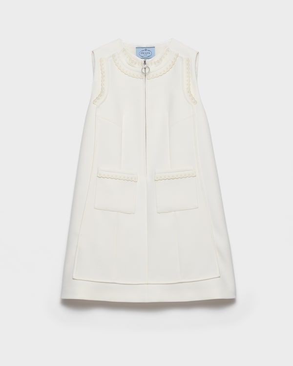 Embroidered natté fabric mini-dress - White Embroidered natté fabric mini-dress - White