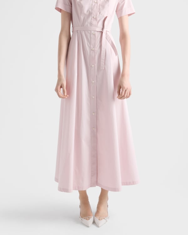 Embroidered poplin shirt dress - Alabaster Pink Embroidered poplin shirt dress - Alabaster Pink