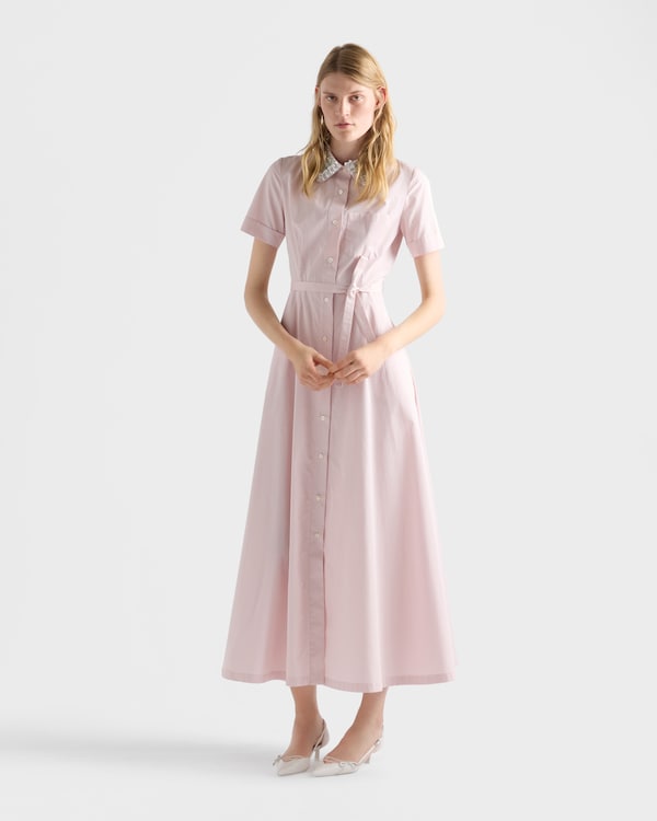 Embroidered poplin shirt dress - Alabaster Pink Embroidered poplin shirt dress - Alabaster Pink