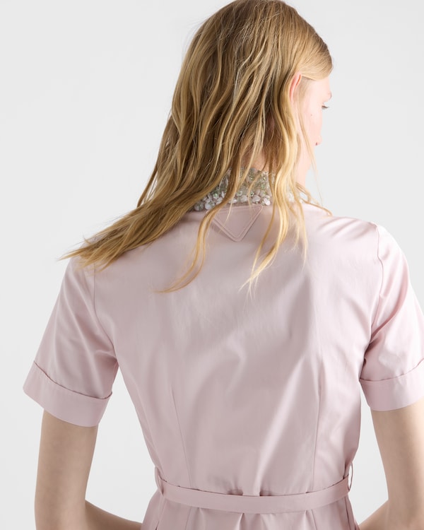 Embroidered poplin shirt dress - Alabaster Pink Embroidered poplin shirt dress - Alabaster Pink