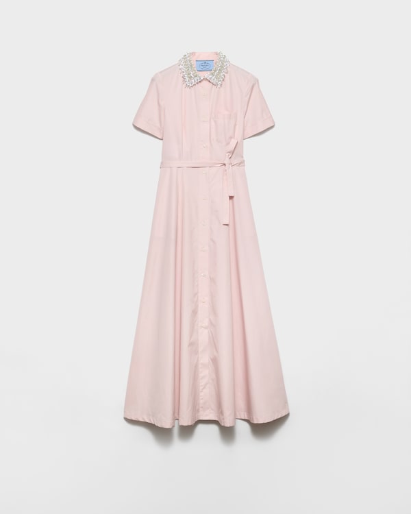 Embroidered poplin shirt dress - Alabaster Pink Embroidered poplin shirt dress - Alabaster Pink