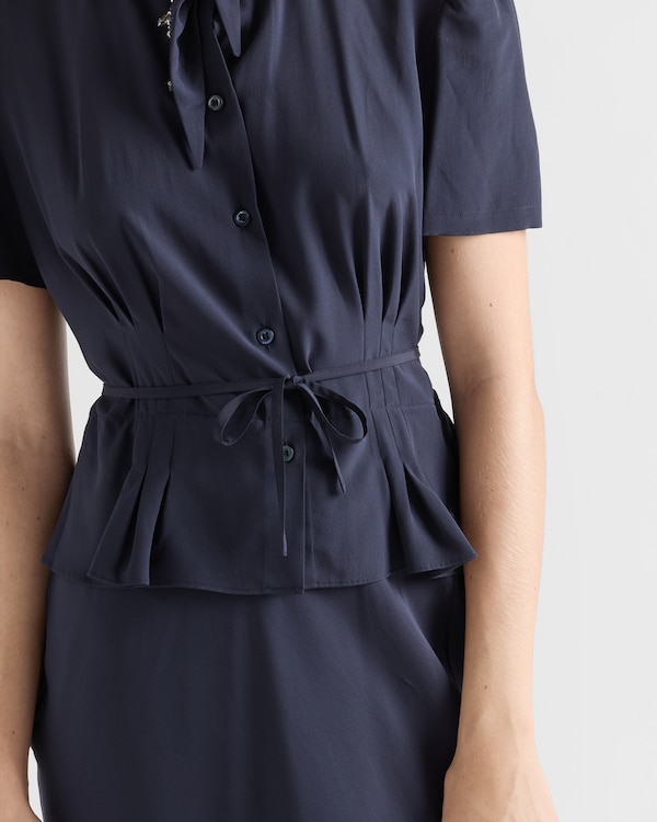 Robe en marocain brodé - Bleu Robe en marocain brodé - Bleu