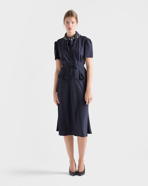 Robe en marocain brodé - Bleu Robe en marocain brodé - Bleu
