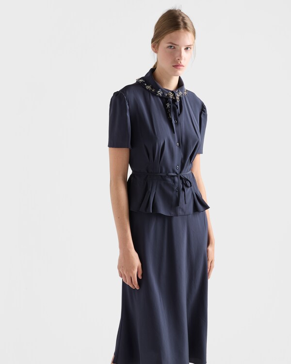 Robe en marocain brodé - Bleu Robe en marocain brodé - Bleu
