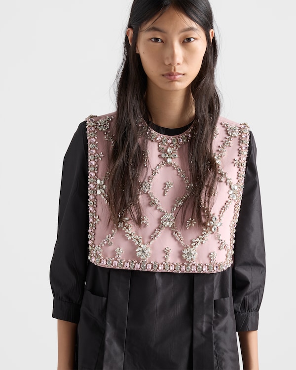 Embroidered taffeta mini-dress - Negro Embroidered taffeta mini-dress - Negro
