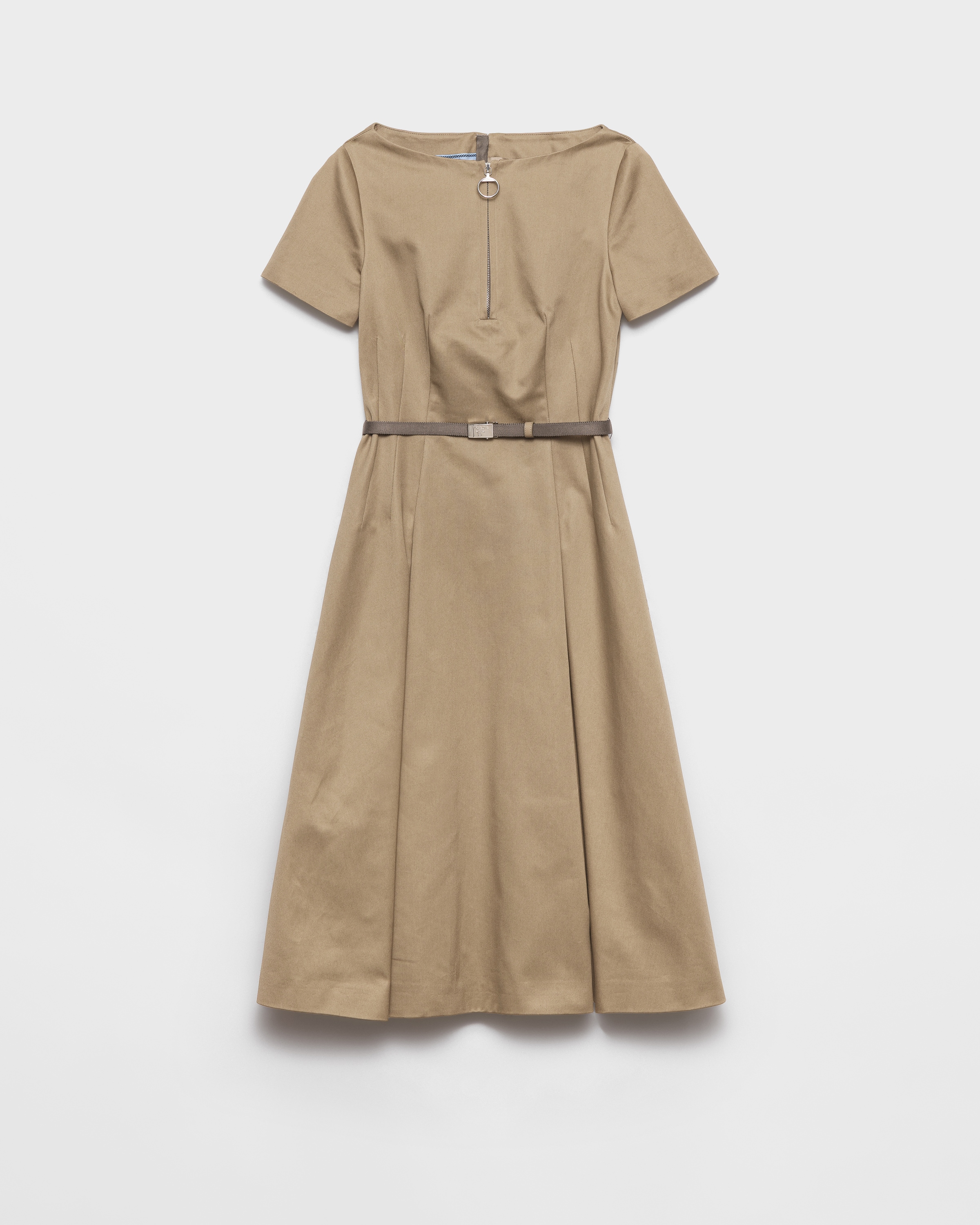 Clay Grey Chino Zipper Dress | PRADA - United States