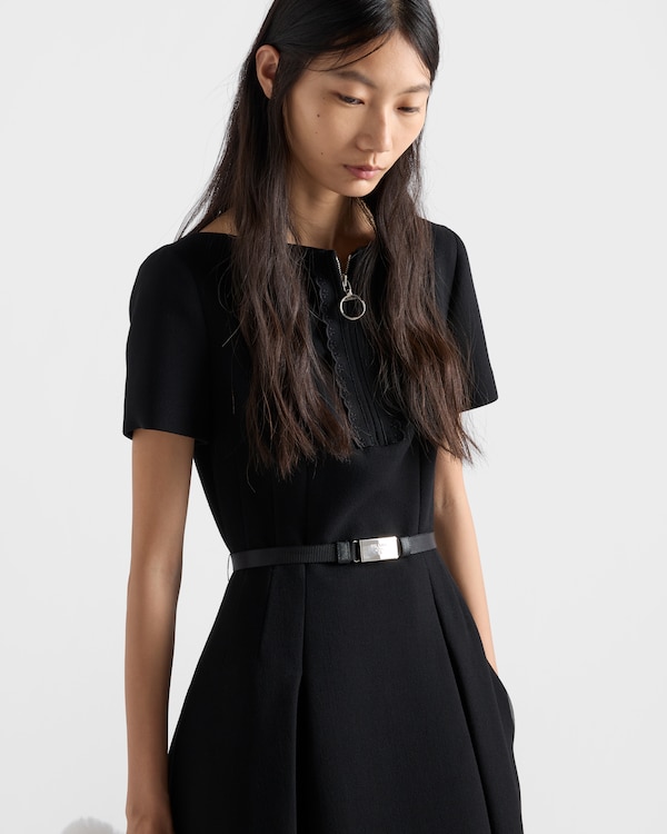 Embroidered natté fabric dress - Black Embroidered natté fabric dress - Black
