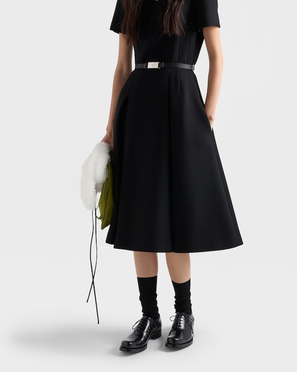 Embroidered natté fabric dress - Black Embroidered natté fabric dress - Black