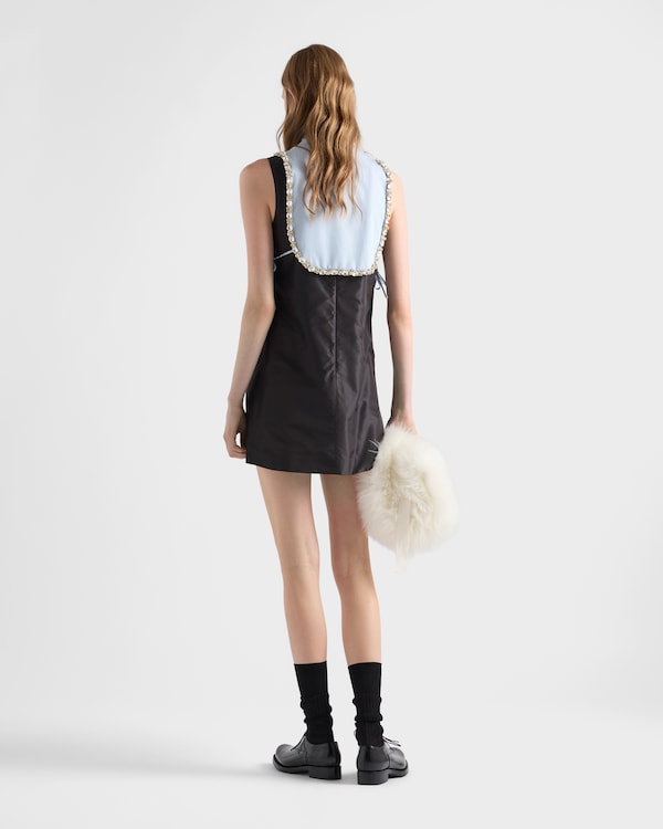 Embroidered taffeta mini-dress - Black Embroidered taffeta mini-dress - Black