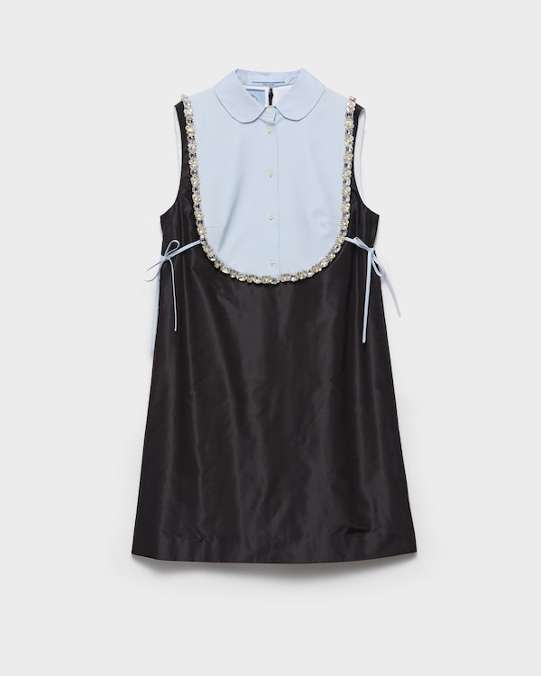 Embroidered taffeta mini-dress - Black Embroidered taffeta mini-dress - Black